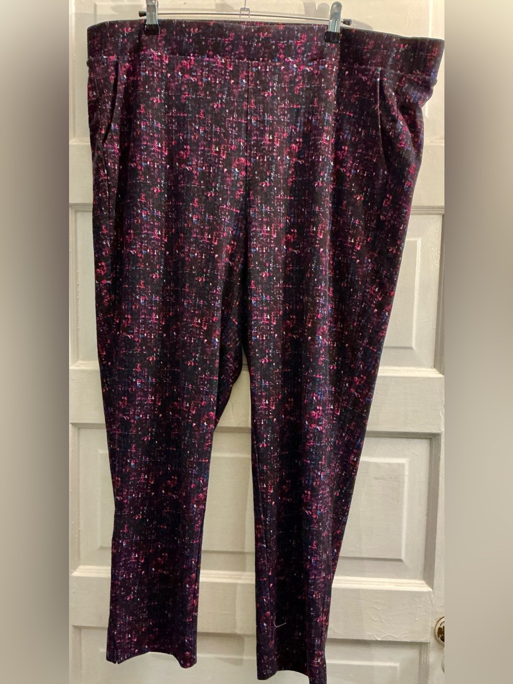 Avenue 20W Abstract Print Pull On Ponte Knit Pants Career Stretch